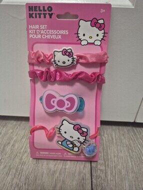 Sanrio Hello Kitty 4 Piece Hair Set, Scrunchies & Barrette Hair Accessories NEW